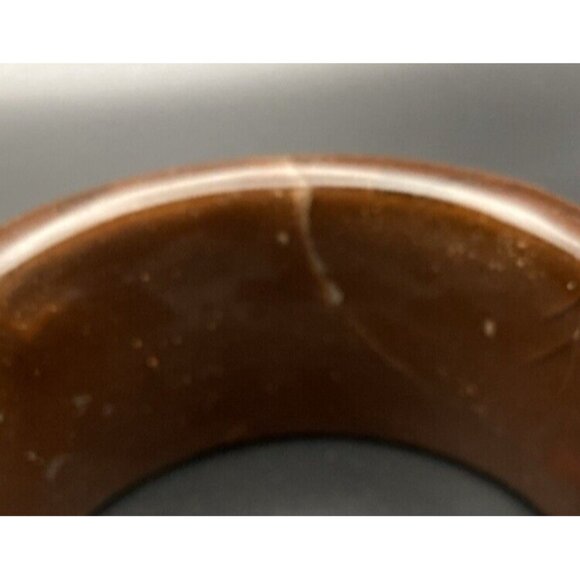 Signed Kenneth Lane Bangle Bracelet 1.5" Wide Inlaid Burled Chunky Wood 8" LOOK - Picture 5 of 15